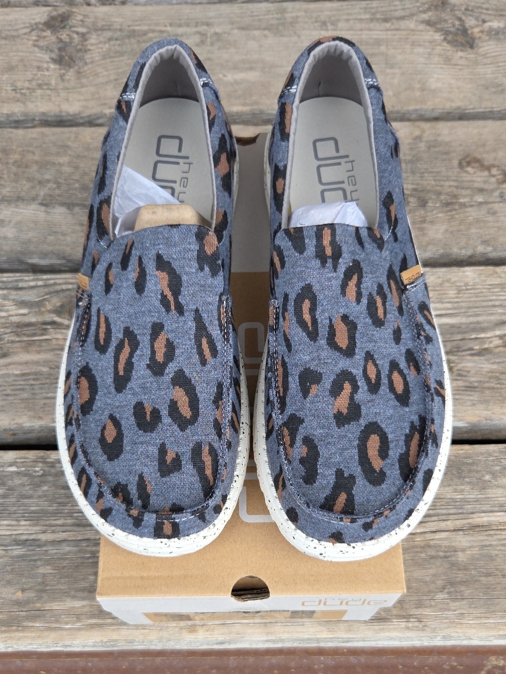 Hey Dude Misty Woven Women's Loafer Slip-on Shoes Size 11 in Charcoal Cheetah